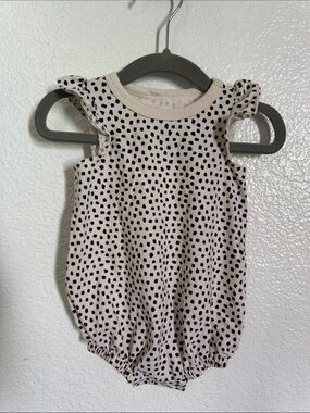 Cat & Jack Cream and Black Spotted Flutter-Sleeve One-Piece Bodysuit